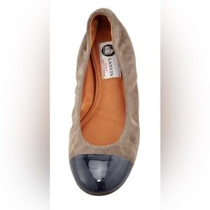 Lanvin suede and patent leather ballerina flat